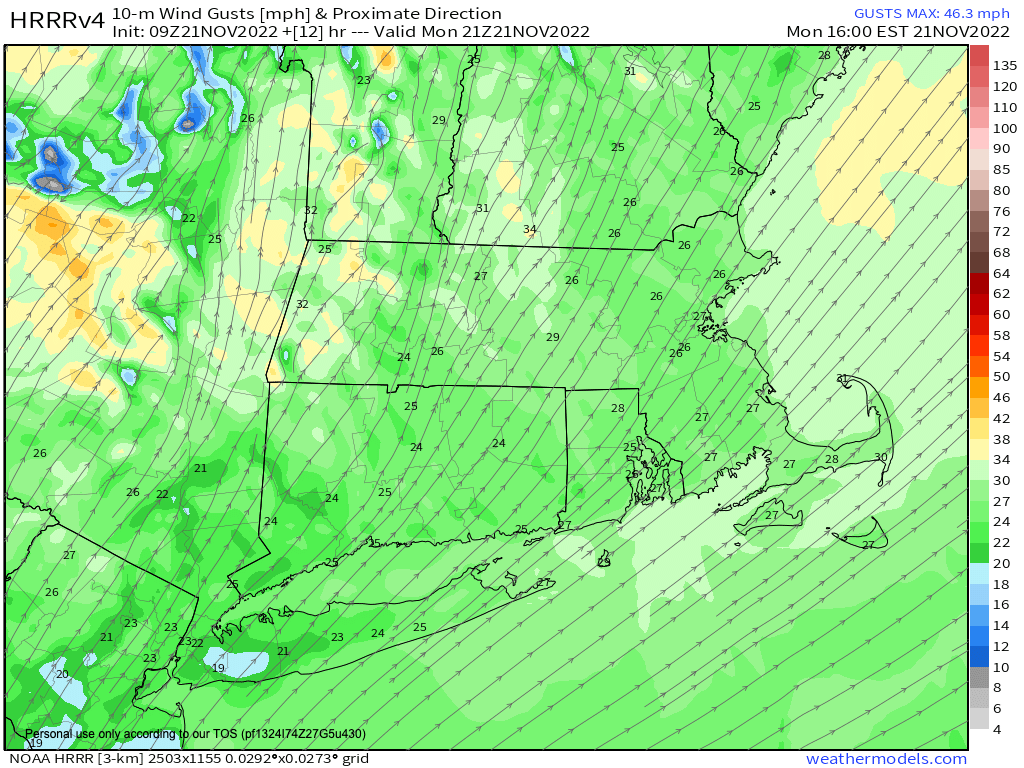 SW winds gust 20-30mph this afternoon/evening