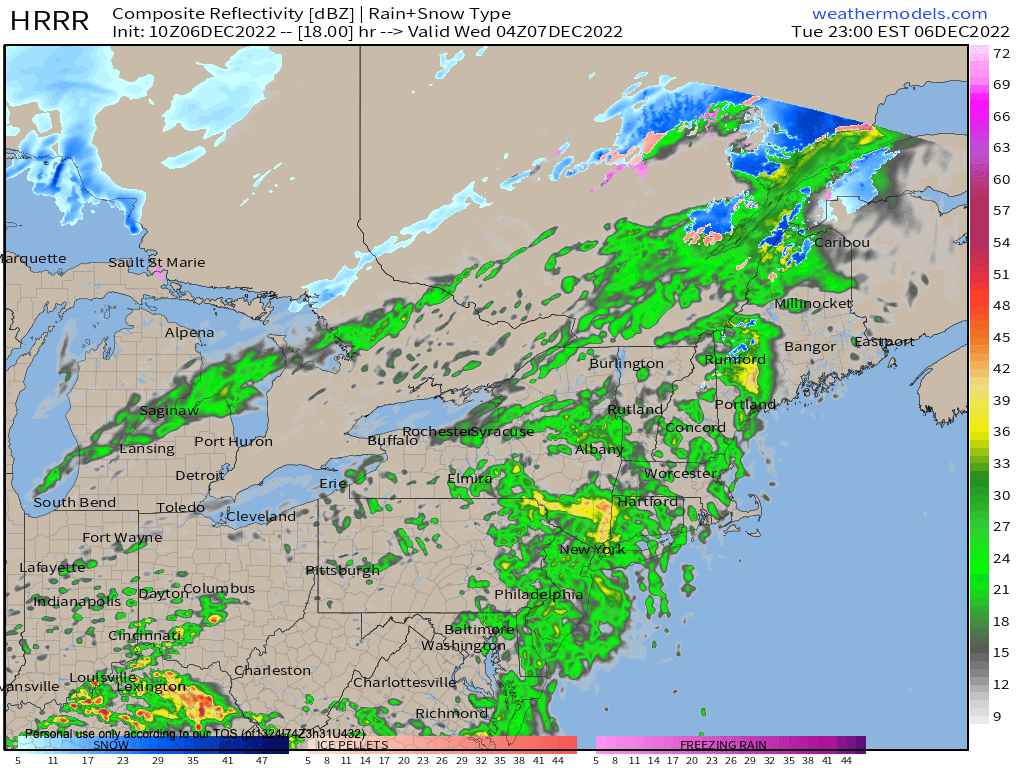 Rain fills in by midnight tonight.