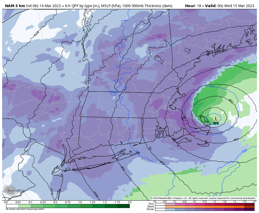 972mb low off of Cape Cod this evening