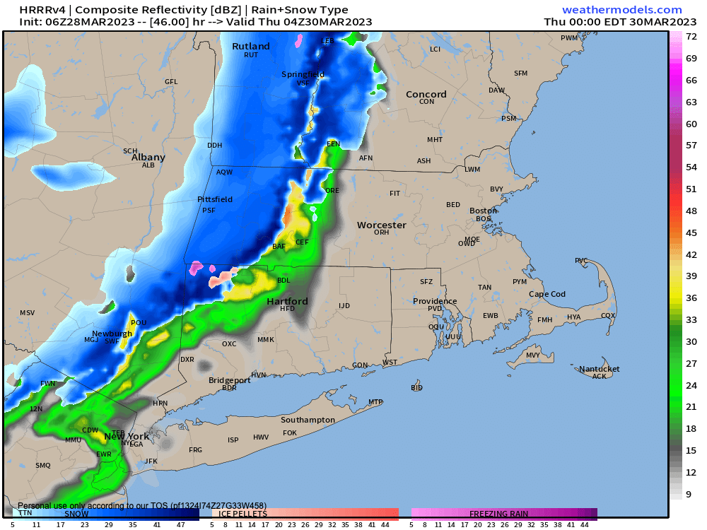 Cold front with rain and snow showers pre-dawn Thursday