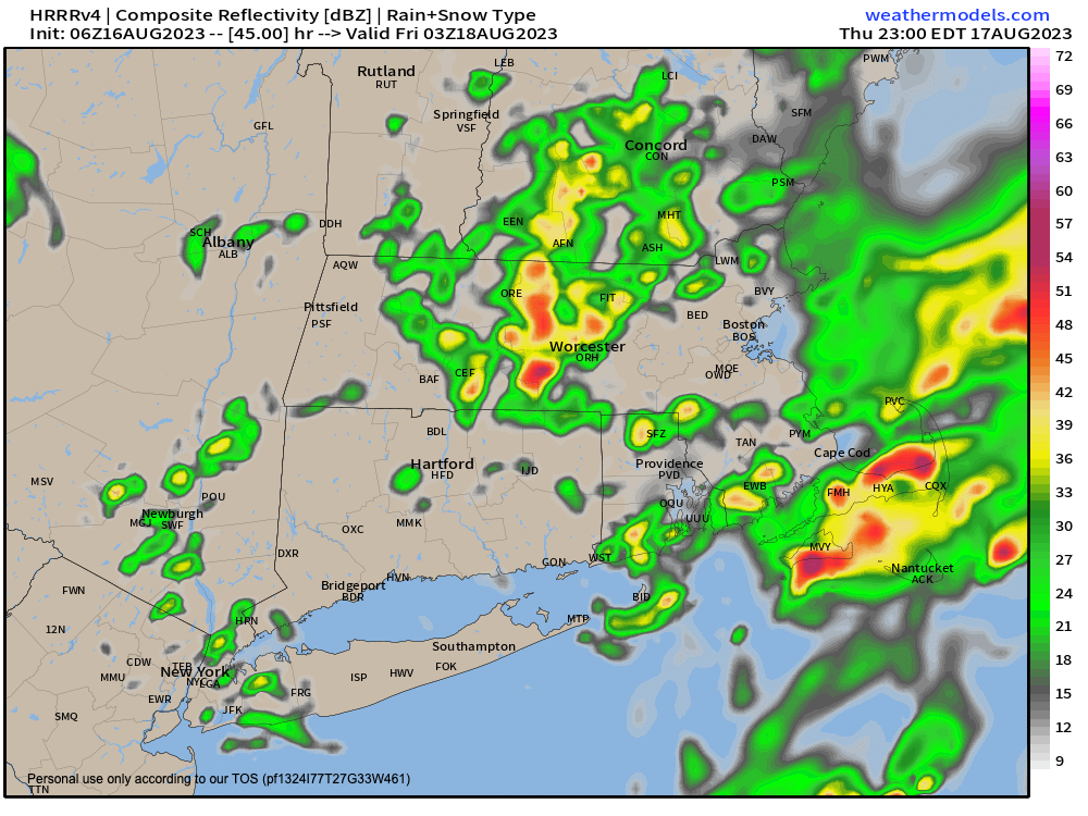 Thursday night showers/storms