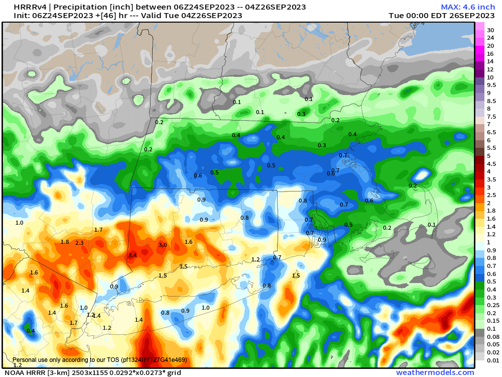 Total additional rainfall thru Mon.