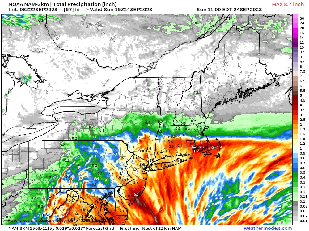 Sharp northern cutoff to rain on Saturday more likely scenario.