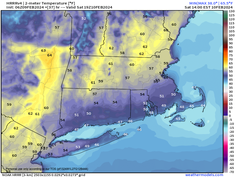 Very mild high temps Saturday